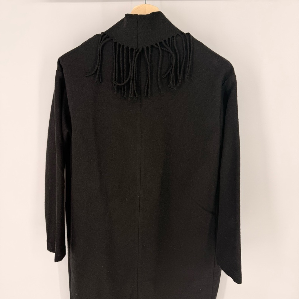 NWT Calvin Klein Wool Blend Black Oversized Cardigan with Fringe Size S - Picture 4 of 8